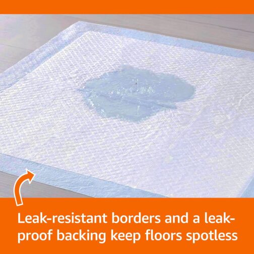 Basics Dog and Puppy Pee Pads with Leak-Proof Quick-Dry Design for Potty Training, Standard Absorbency, Regular Size, 22 x 22 Inches, Pack of 100, Blue & White - Image 3