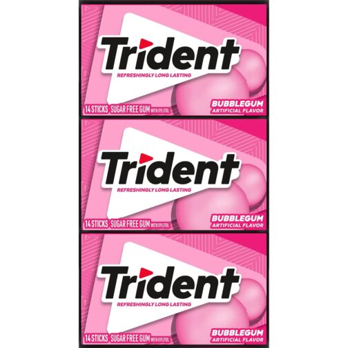 Trident Bubblegum Sugar Free Gum, 12 Packs of 14 Pieces (168 Total Pieces) - Image 3