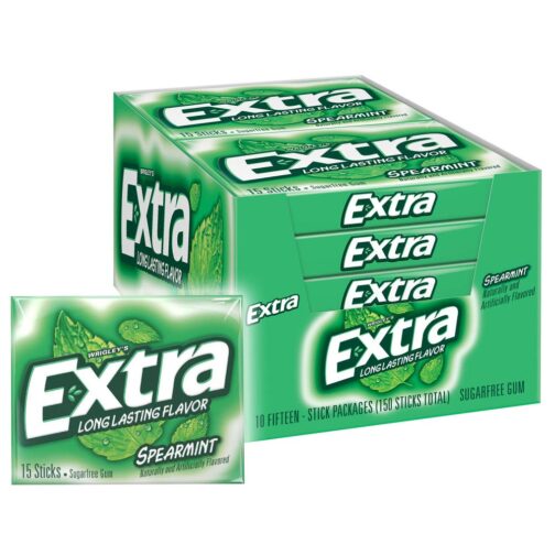 EXTRA Spearmint Sugar Free Chewing Gum - 35 Sticks Per Pack, Refreshing Breath Gum for Traveling, Studying, Gaming, and Everyday Use, Perfect for On-the-Go Freshness