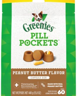 Greenies Pill Pockets Large Size Soft Dog Treats for Capsules, with Real Peanut Butter, Made With Natural Ingredients Plus Minerals & Trace Nutrients, 15.8 oz. (60 Count, Pack of 1)