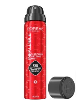 L’Oreal Paris Infallible 3-Second Setting Spray Mist, Microfine Mist for up to 36HR Wear, Clear, 1.76 oz