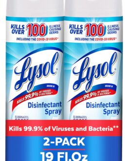 Lysol Disinfectant Spray, Crisp Linen, 19 oz (2-Pack) – Cleaning Supplies for Bathroom, Sanitizes, Deodorizes, Kills Germs, Home & Bathroom
