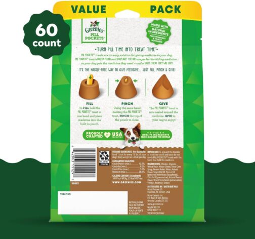 Greenies Pill Pockets Large Size Soft Dog Treats for Capsules, with Real Peanut Butter, Made With Natural Ingredients Plus Minerals & Trace Nutrients, 15.8 oz. (60 Count, Pack of 1) - Image 4