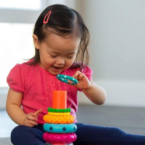 Sassy Stacks of Circles Stacking Ring STEM Learning Toy, Age 6+ Months, Multi, 9 Piece Set - Image 4