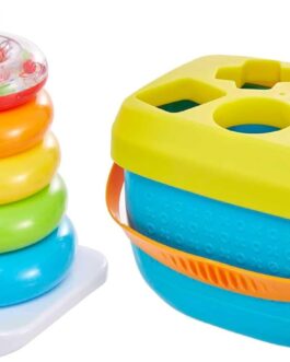 Fisher-Price Infant Toy Set, Baby’s First Blocks (10 Shapes) and Rock-a-Stack Ring Stacking Activity for Ages 6+ Months​