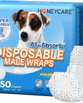 HONEY CARE All-Absorb A26 Male Dog Wrap, 50 Count, Small