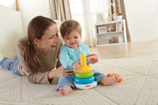 Fisher-Price Infant Toy Set, Baby’s First Blocks (10 Shapes) and Rock-a-Stack Ring Stacking Activity for Ages 6+ Months​ - Image 2