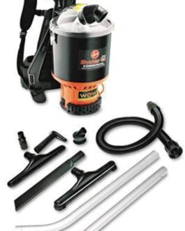 Hoover Commercial Shoulder Vac Pro Backpack Bagged Vacuum Cleaner, with HEPA Media Filter, Lightweight with Extra Long Cord, Chiropractic Design, for Carpet and Hard Floors, C2401, Black