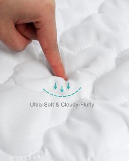 Crib Mattress Protector Sheets Fitted Waterproof Crib Mattress Pad Cover, Noiseless & Machine Wash 100% Absorbent Crib/Toddler Mattress Protector Sheet Quilted, White, 52″ x 28″