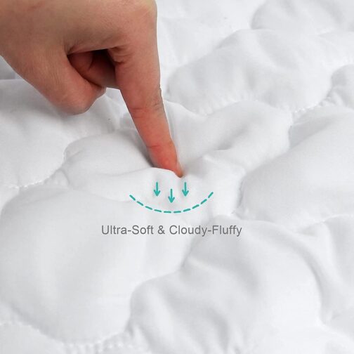 Crib Mattress Protector Sheets Fitted Waterproof Crib Mattress Pad Cover, Noiseless & Machine Wash 100% Absorbent Crib/Toddler Mattress Protector Sheet Quilted, White, 52" x 28" - Image 2