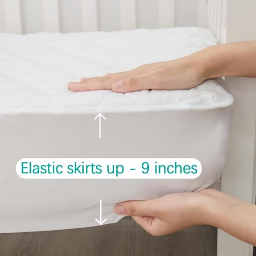 Crib Mattress Protector Sheets Fitted Waterproof Crib Mattress Pad Cover, Noiseless & Machine Wash 100% Absorbent Crib/Toddler Mattress Protector Sheet Quilted, White, 52" x 28" - Image 4
