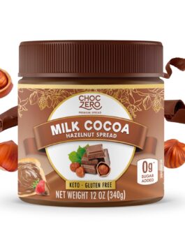 ChocZero Milk Chocolate Hazelnut Spread – Keto Friendly, No Sugar Added, Best Low Carb Dessert, Perfect Topping for Almond Flour Pancakes, Naturally Sweetened with Monk Fruit (1 jar, 12 oz)