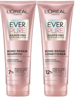 L’Oreal Paris EverPure Sulfate-Free Vegan Hair Care Kit – Shampoo and Conditioner to Strengthen and Repair Hair Bonds (Packaging May Vary
