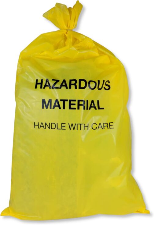 10-Gallon Hazardous Waste Bags (24 pack, Yellow) w/Twist Ties – 17” Wide x 30” Tall, 4 mil Thickness – Pack of 24! Made in the USA!