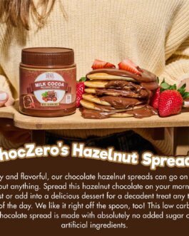 ChocZero Milk Chocolate Hazelnut Spread – Keto Friendly, No Sugar Added, Best Low Carb Dessert, Perfect Topping for Almond Flour Pancakes, Naturally Sweetened with Monk Fruit (1 jar, 12 oz)