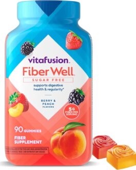 Vitafusion Fiber Well Sugar Free Fiber Supplement, Peach, Strawberry And Blackberry Flavored Supplements, 90 Count