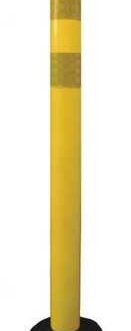 Delineator Post, Yellow, 36″ H x 3″ Dia., Plastic Base, Polyurethane Delineator, No Retroreflective Collar, 3.5 lb, 4 Base Bolt Holes