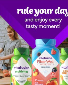 Vitafusion Fiber Well Sugar Free Fiber Supplement, Peach, Strawberry And Blackberry Flavored Supplements, 90 Count
