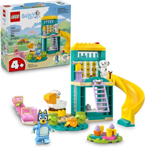 LEGO Bluey Playground Fun with Bluey and Chloe - Building Toy for Kids - Sensory Toy for Pretend Play - Includes Bluey and Chloe Minifigures - Birthday Gift Idea for Girls and Boys 4 and Up - 11201