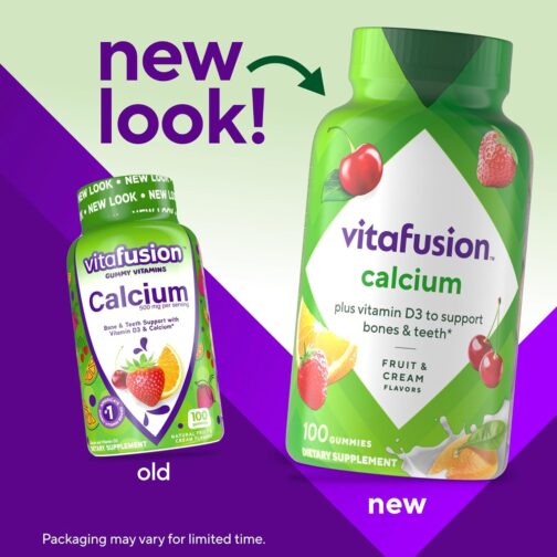 vitafusion Chewable Calcium Gummy Vitamins for Bone and Teeth Support, Fruit and Cream Flavored, America’s Number 1 Gummy Vitamin Brand, 50 Day Supply, 100 Count - Image 2