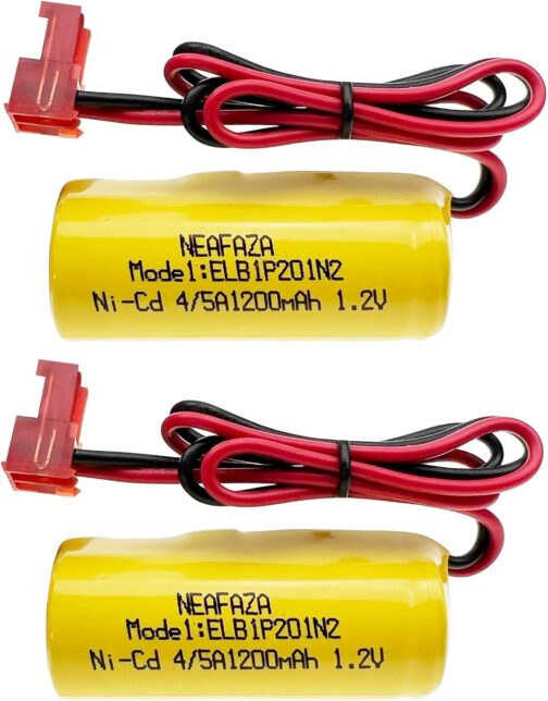 ELB1P201N2 ELB1P201N Emergency Light Battery 1.2V 1200mAh Ni-CD Compatible with Lithonia ELB1P201NB ELB1P2901N ANIC1493 1009S00-MZ ELB0320 Grainger 4WT20 OSA212 NIC1169 EBE-33 (2 Pack)