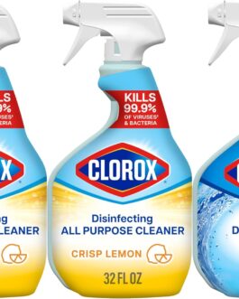 Clorox Disinfecting All-Purpose Cleaner 32 Oz and Disinfecting Bathroom Cleaner, Household Essentials, 30 Oz, Pack of 3