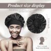SWEET VIEW Silk Bonnet, Silk Hair Wrap for Sleeping, Soft and Comfortable Satin Sleep Cap, Black, Peacock Blue - Image 3