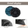 SWEET VIEW Silk Bonnet, Silk Hair Wrap for Sleeping, Soft and Comfortable Satin Sleep Cap, Black, Peacock Blue - Image 2