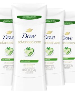 Dove Advanced Care Antiperspirant Deodorant Stick Cool Essentials 4 ct for helping your skin barrier repair after shaving 72 hour odor control and sweat protection with Pro Ceramide Technology 2.6 oz
