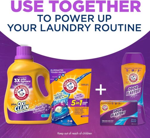 Arm & Hammer Plus OxiClean Odor Blasters Fresh Burst, 128 Loads Liquid Laundry Detergent, 166.5 Fl oz - Image 2