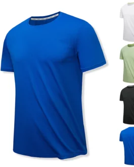 Symoid Workout T-shirts for Men Big and Tall- Value Summer Turndown Collar Big and Tall Casual Blue Men’s Tee Shirts