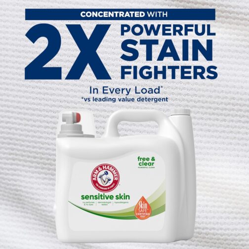 Arm & Hammer Sensitive Skin Free & Clear, 140 Loads Liquid Laundry Detergent, 140 Fl oz Visit the Arm & Hammer Store - Image 4