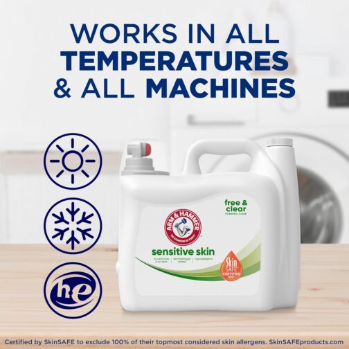 Arm & Hammer Sensitive Skin Free & Clear, 140 Loads Liquid Laundry Detergent, 140 Fl oz Visit the Arm & Hammer Store - Image 2