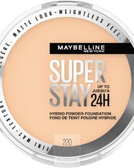 Maybelline Super Stay Up to 24HR Hybrid Powder-Foundation, Medium-to-Full Coverage Makeup, Matte Finish, 220, 1 Count