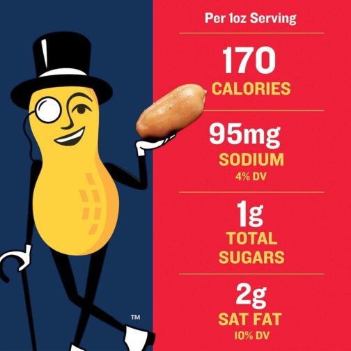 PLANTERS Salted Peanuts Cocktail, Party Snack, Plant-Based Protein, After School Snack, Roasted in Peanut Oil, Salted Nuts, Snacks for Adults, Bulk Nuts, Kosher, 2.19lb Jar - Image 4