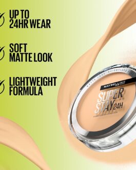 Maybelline Super Stay Up to 24HR Hybrid Powder-Foundation, Medium-to-Full Coverage Makeup, Matte Finish, 220, 1 Count