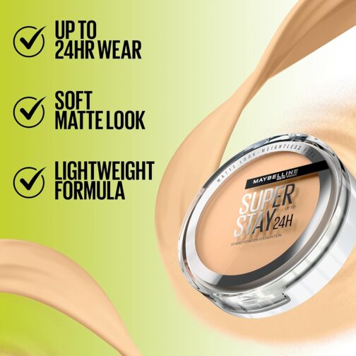 Maybelline Super Stay Up to 24HR Hybrid Powder-Foundation, Medium-to-Full Coverage Makeup, Matte Finish, 220, 1 Count - Image 2