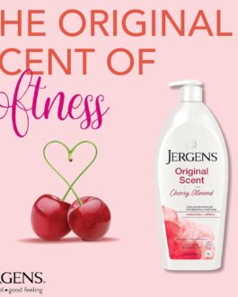 Jergens Original Scent Dry Skin Body Lotion, Hand and Body Moisturizer, Cherry Almond Essence, Dermatologist Tested, 32 Oz