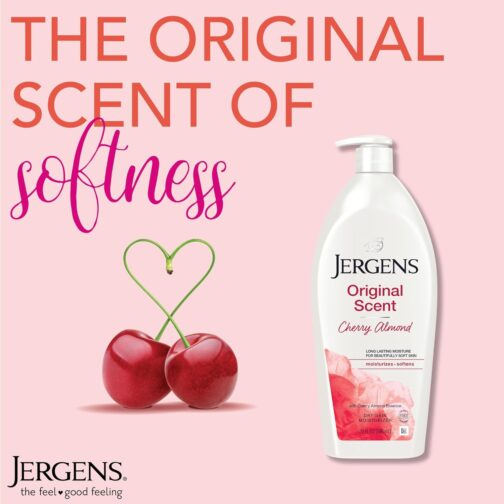 Jergens Original Scent Dry Skin Body Lotion, Hand and Body Moisturizer, Cherry Almond Essence, Dermatologist Tested, 32 Oz - Image 2