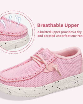 Apakowa Kids Boys Girls Slip-On Casual Loafers Walking Shoes Comfortable & Lightweight (Color : Pink, Size : 9 Toddler)