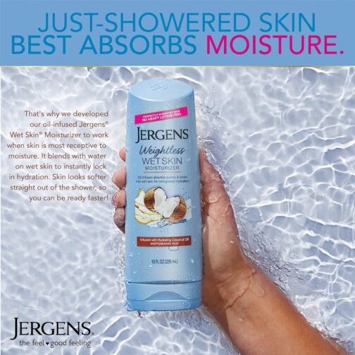 Jergens Wet Skin Body Moisturizer with Coconut Oil, In Shower Lotion for Dry Skin, Fast-Absorbing, Non-Sticky, Dermatologist Tested, 10 Oz, Pack of 3 - Image 4