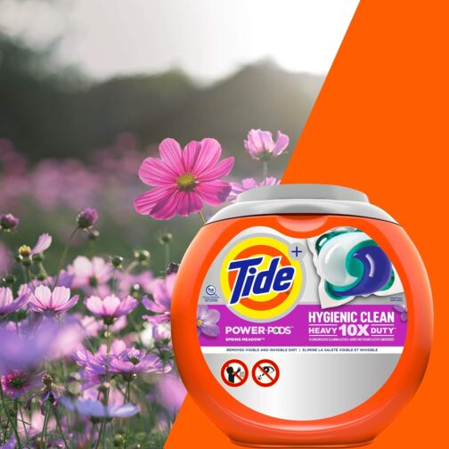 Tide Hygienic Clean Heavy 10x Duty Power PODS Laundry Detergent Pacs, Spring Meadow, 63 count, For Visible and Invisible Dirt - Image 4