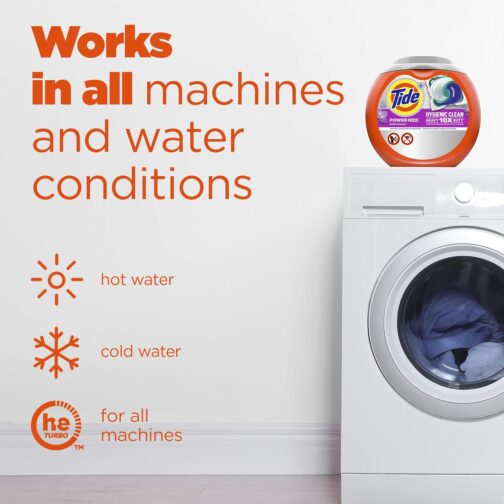 Tide Hygienic Clean Heavy 10x Duty Power PODS Laundry Detergent Pacs, Spring Meadow, 63 count, For Visible and Invisible Dirt - Image 3