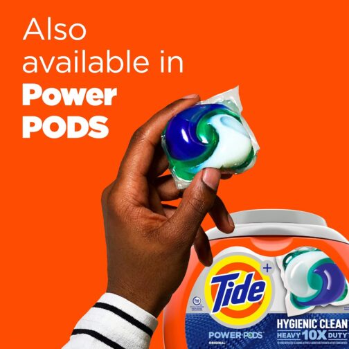 Tide Hygienic Clean Heavy 10x Duty Power PODS Laundry Detergent Pacs, Spring Meadow, 63 count, For Visible and Invisible Dirt - Image 2