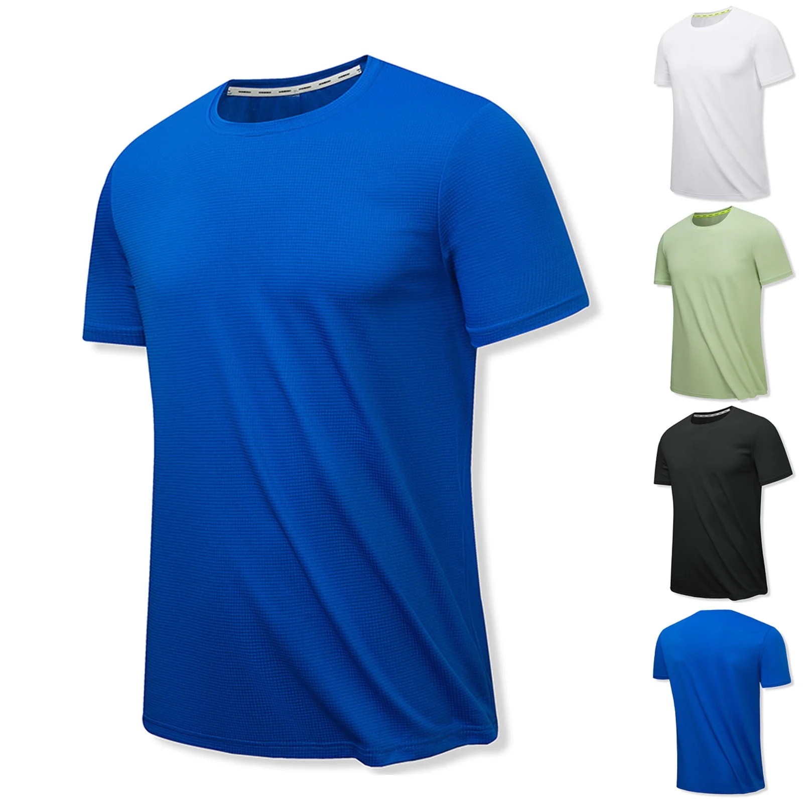 Symoid Workout T-shirts for Men Big and Tall- Value Summer Turndown Collar Big and Tall Casual Blue Men's Tee Shirts
